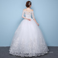 XQX009 Puffy Ball Gown Princess Women Frocks Designers Lace Up 2019 Off the Shoulder Vintage Lace Wedding Gowns long sleeves